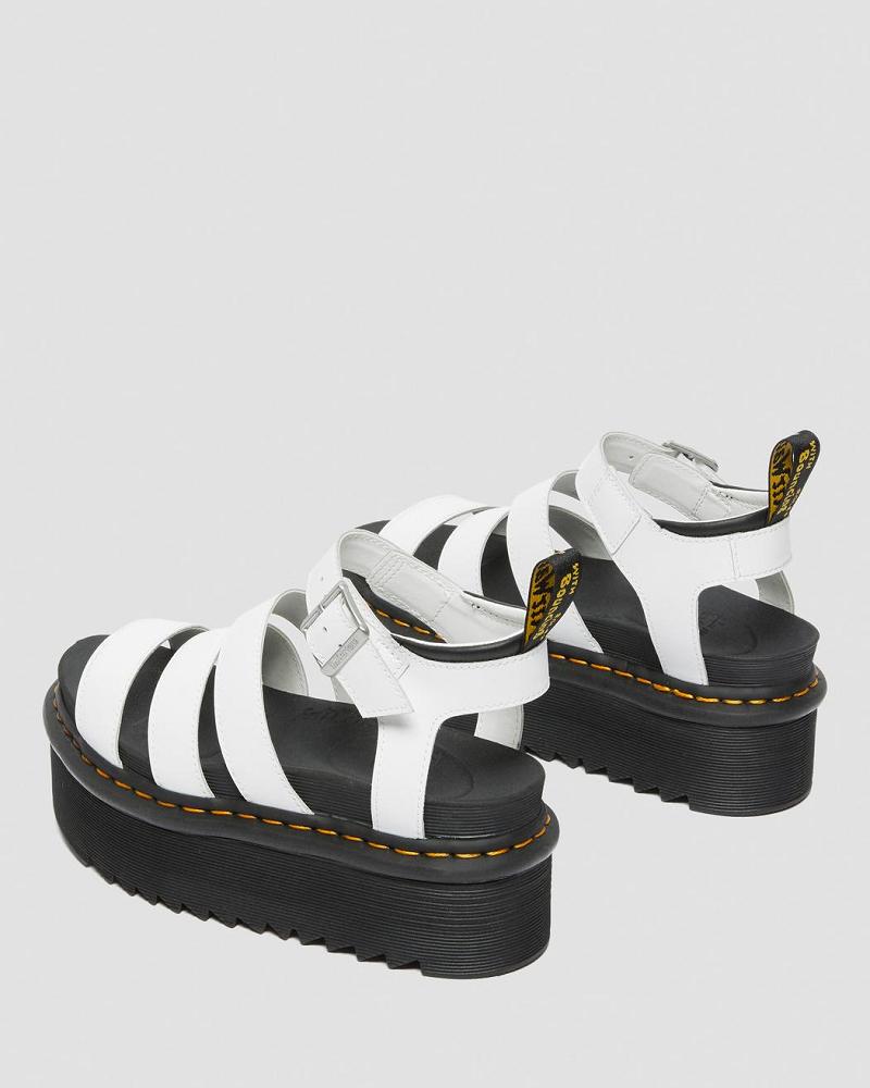 Women's Dr Martens Blaire Hydro Leather Platform Gladiator Sandals White | AU 292UZG